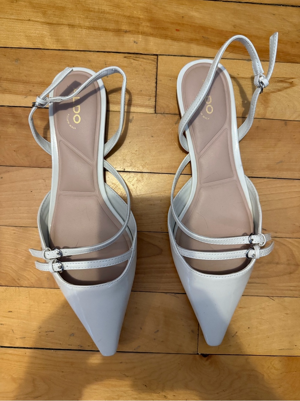 Aldo White Pointed Toe Strappy Slingbacks